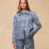 CONNIE | Blue Floral Printed Cotton Jacket