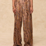 PAISLEY | Gold Multi Jacquard Wide-Leg Trousers