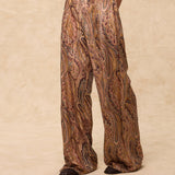 PAISLEY | Gold Multi Jacquard Wide-Leg Trousers