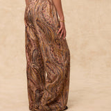 PAISLEY | Gold Multi Jacquard Wide-Leg Trousers