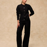 PAOLA | Black Cotton Puff Shoulder Utility Shirt