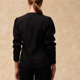PAOLA | Black Cotton Puff Shoulder Utility Shirt