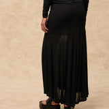 JANE | Black Sheer Panel Jersey Skirt