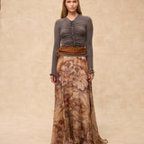 MARSIGLIA | Beige Multi Print Flared Skirt