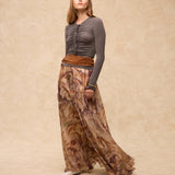 MARSIGLIA | Beige Multi Print Flared Skirt