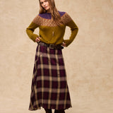 LOUVRE | Moss Green Knit Sweater with Colourblock Yoke