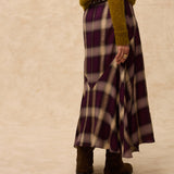 ARIANNE | Aubergine Check Midi Skirt
