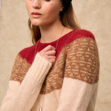 LOUVRE | Cream Knit Sweater with Colourblock Yoke