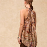 MARSIGLIA | Beige Multi Halter-Neck Printed Top
