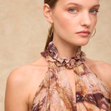 MARSIGLIA | Beige Multi Halter-Neck Printed Top