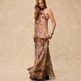 MARSIGLIA | Beige Multi Print Flared Skirt