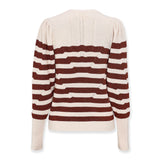 SABRINA | Metallic Brown & Cream Striped Knit Sweater