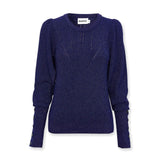 SANDRA | Navy Fitted Metallic Sweater