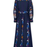MADIE | Navy Embroidered Cotton Maxi Dress