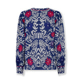 NOCTURN | Indigo Embroidered Cotton Blouse