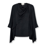 TIRSO | Soft Black Draped Blouse