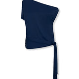 MAKBUSH | Navy Draped Neckline Top