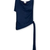 MAKBUSH | Navy Draped Neckline Top