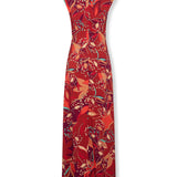 SAACHI | Vestido largo con estampado de flores en tonos rojos