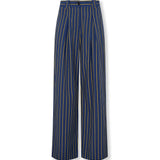 DARIA | Blue Striped Cotton Wide Leg Trousers