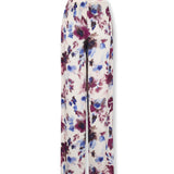THYSSEN | Purple Abstract Floral Wide-Leg Trousers