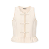 FRILLY | Ecru Cotton Linen Vest