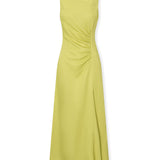 MASSIMA | Lime Viscose and Linen Long Dress
