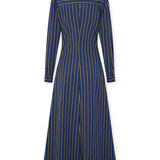 DARIA | Vestido midi de rayas azules y amarillas
