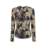 MARISSA | Sand Botanical Print Jersey Top