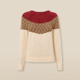 LOUVRE | Cream Knit Sweater with Colourblock Yoke