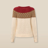 LOUVRE | Cream Knit Sweater with Colourblock Yoke
