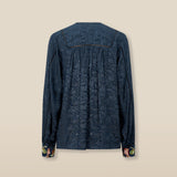 AMAL | Blusa jacquard bordada antracita