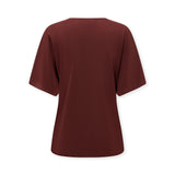 MICHAELA | Natural Silk Brown Draped Top