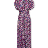 MARIETA | Magenta Abstract Floral Midi Dress