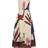 BLOOMFLIGHT | 100% Cotton Strapless Midi Dress