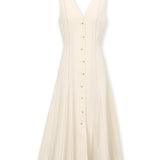 FRILLY | Beige Cotton Blend Midi Dress