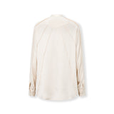 ERICA | Ecru Satin Blouse with Stitch Detailing