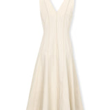 FRILLY | Beige Cotton Blend Midi Dress