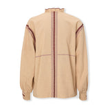 VAULT | Camel Embroidered Cotton Linen Blouse