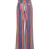 PALMI | Blue Striped Italian Cotton Wide-Leg Trousers