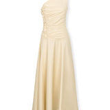 CELIA | One-Shoulder Ecru Cotton Midi Dress