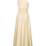 CELIA | One-Shoulder Ecru Cotton Midi Dress