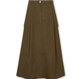 ODETTE | Brown Cotton Midi Skirt