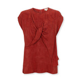 SULTANA | Rust Tonal Jacquard Twist Front Top