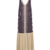 HELEN | Vestido midi bordado a mano en algodón con lazo removible