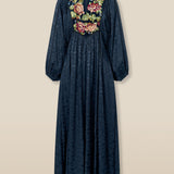AMAL | Anthracite Embroidered Jacquard Midi Dress