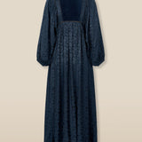 AMAL | Anthracite Embroidered Jacquard Midi Dress