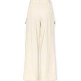 ODETTE | Beige Cotton Wide Leg Trousers