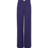 SULTANA | Dark Purple Tonal Jacquard Wide Leg Trousers