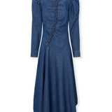 SIENNA | Indigo Blue Ruched Cotton Midi Dress